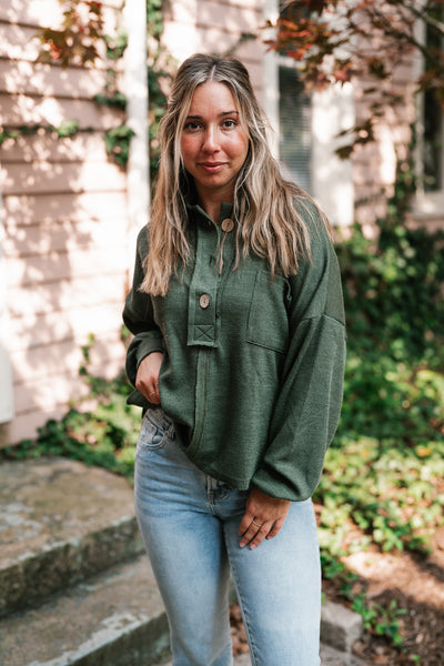 Think Of Me Oversized Top - Dark Olive