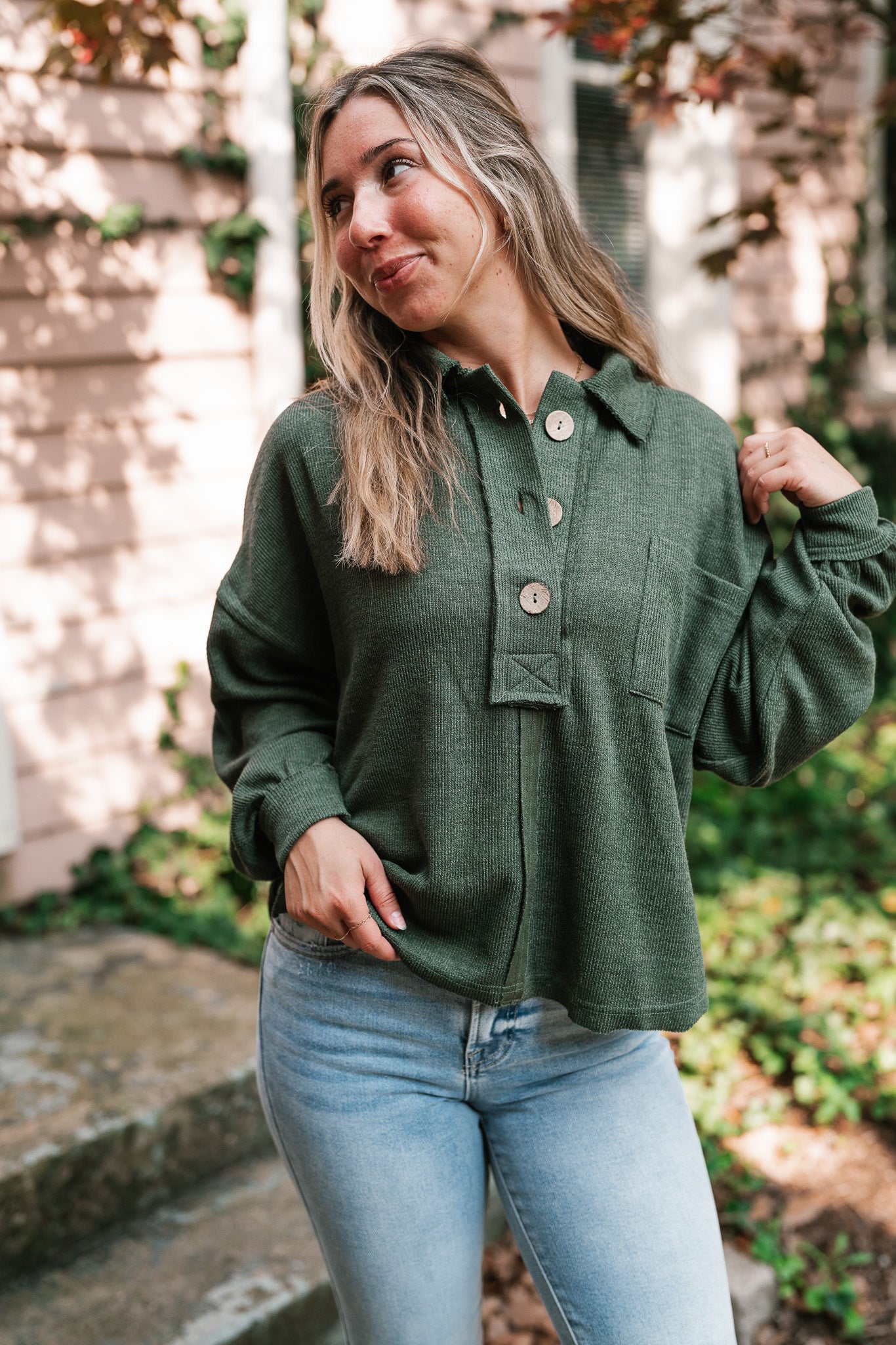 Think Of Me Oversized Top - Dark Olive