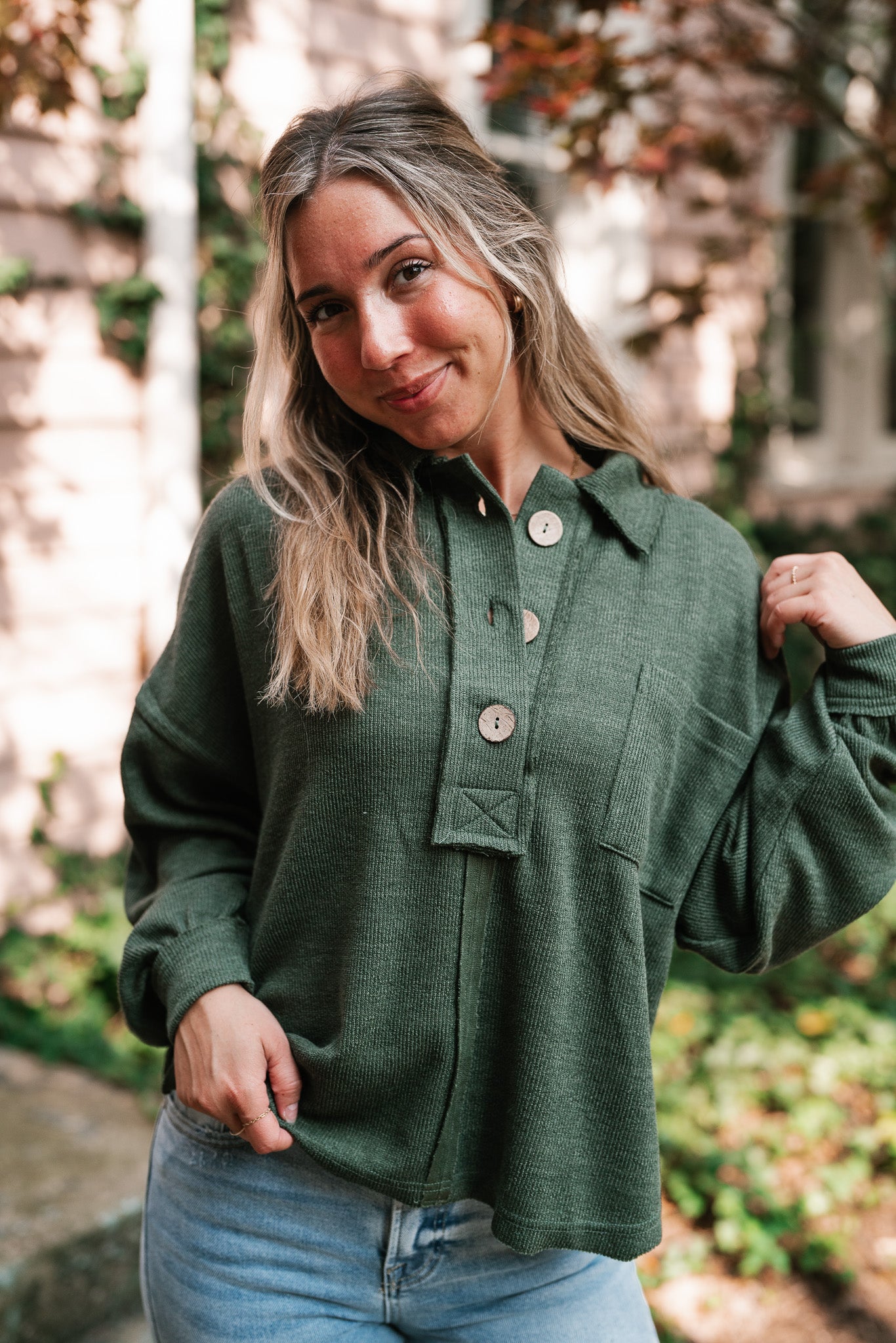 Think Of Me Oversized Top - Dark Olive