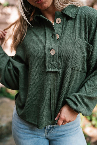 Think Of Me Oversized Top - Dark Olive