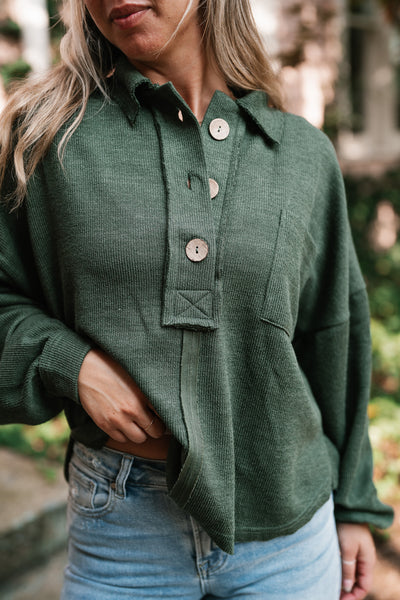 Think Of Me Oversized Top - Dark Olive