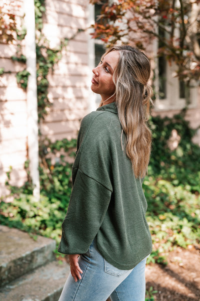 Think Of Me Oversized Top - Dark Olive