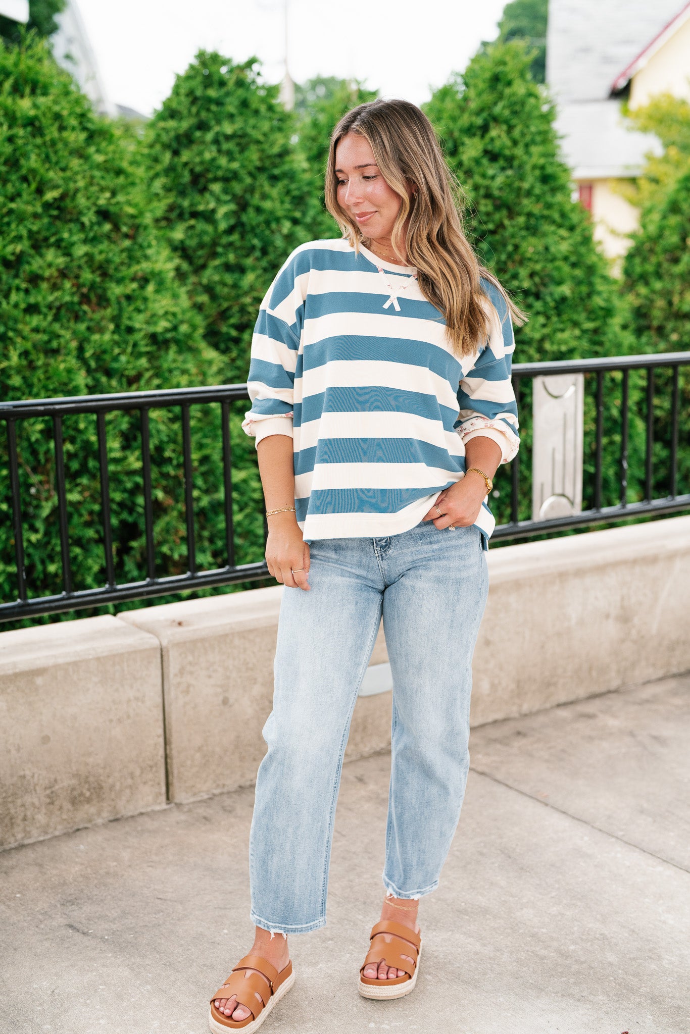Frankie Striped Floral Crew