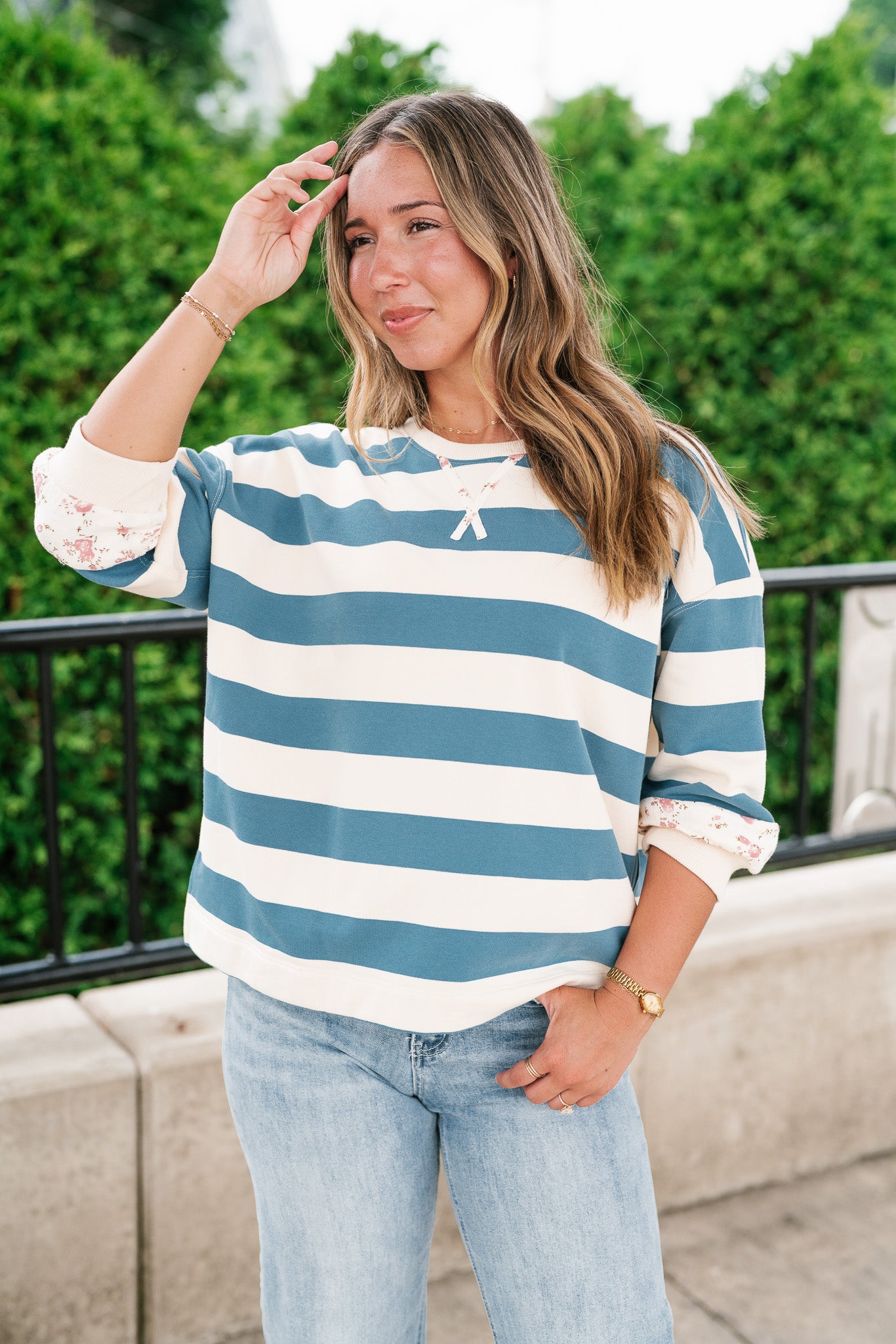 Frankie Striped Floral Crew