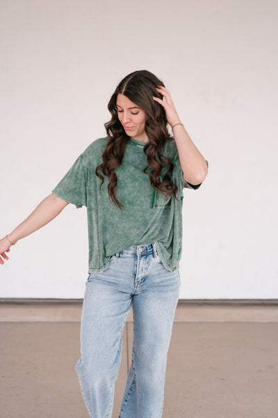 Summer Lovin Mineral Wash Tee- Faded Green