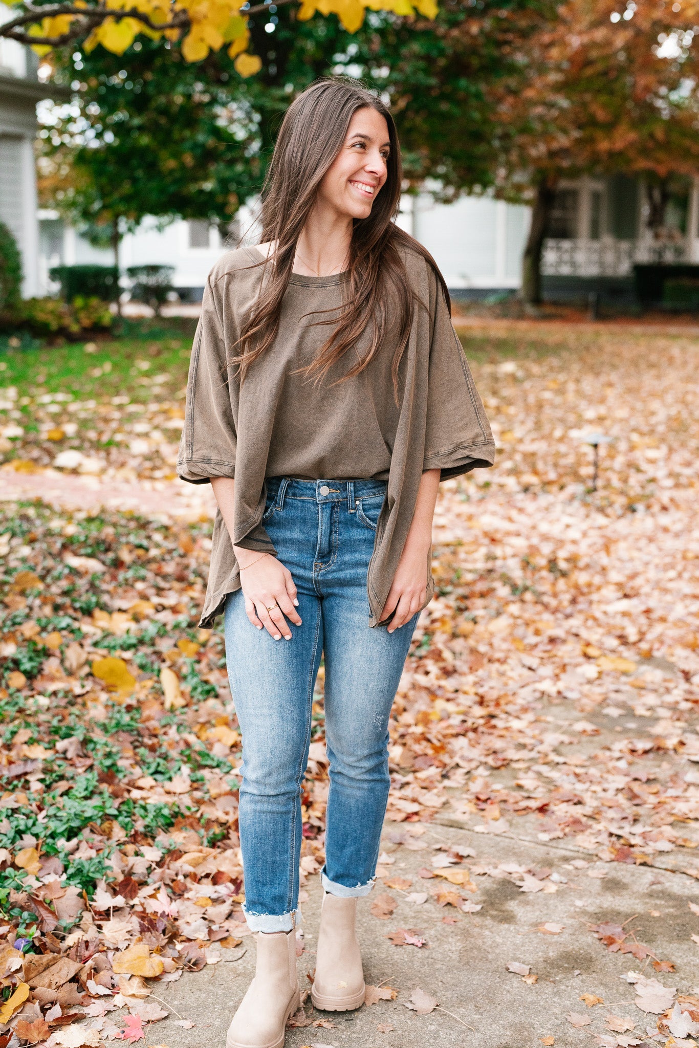 Stone Mineral Wash Loose Fit Top
