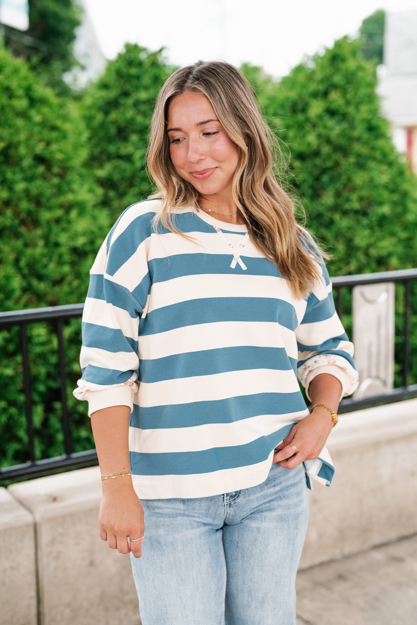Frankie Striped Floral Crew