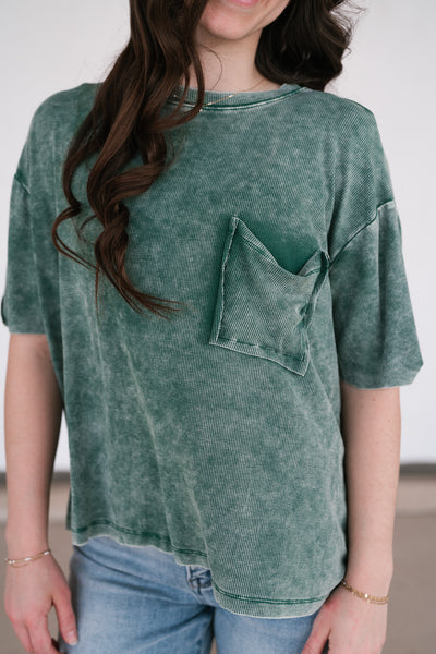 Summer Lovin Mineral Wash Tee- Faded Green