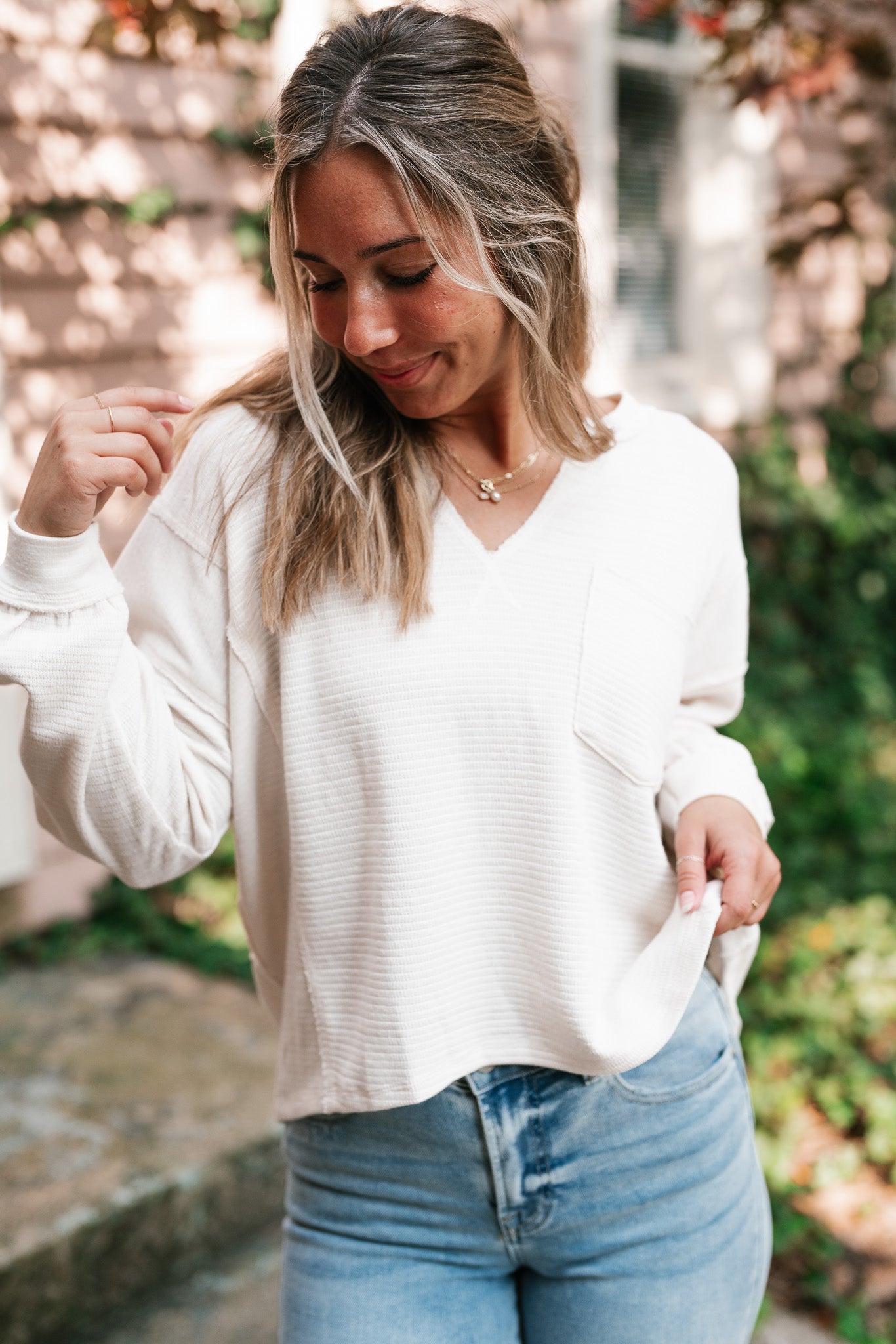 Marnie Textured Long Sleeve - Cream