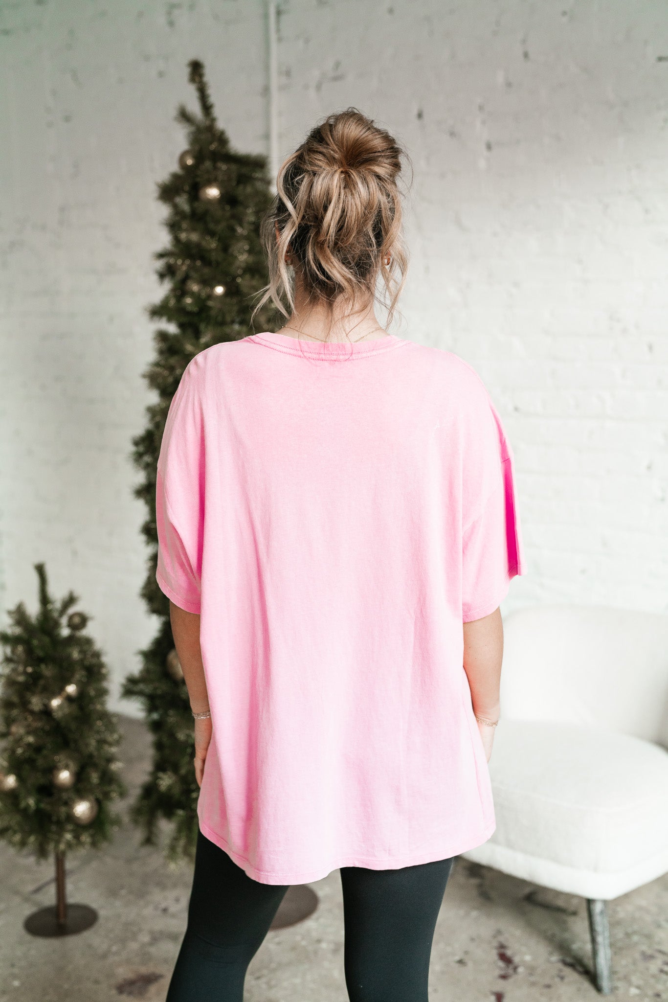 Lounge Around Mineral Wash Oversized Tee - Bubble Gum