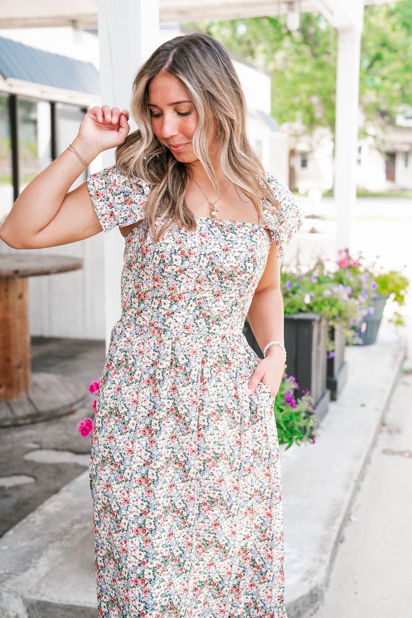 Crazy For You Floral Ruffle Sleeve Maxi Dress