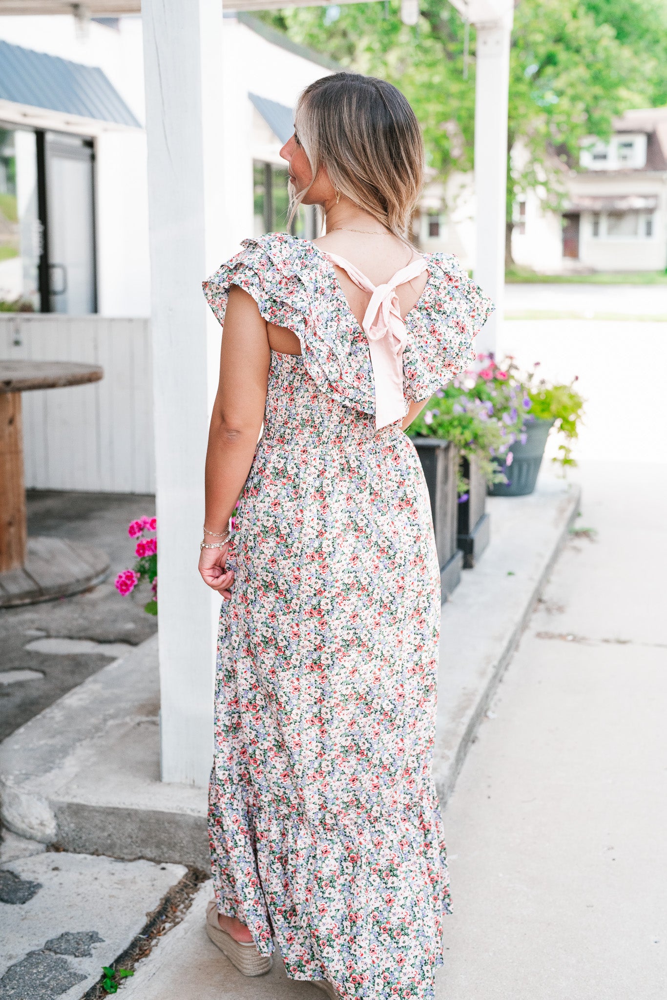 Crazy For You Floral Ruffle Sleeve Maxi Dress