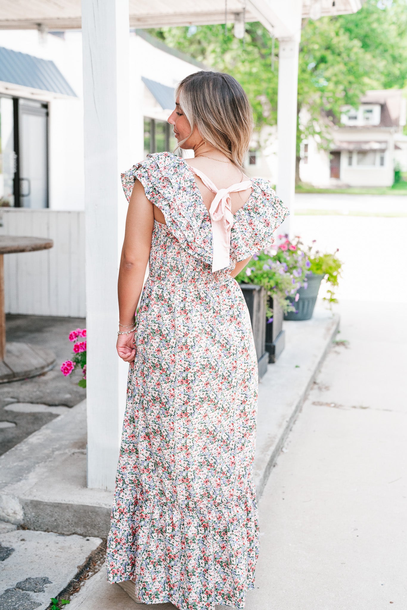 Crazy For You Floral Ruffle Sleeve Maxi Dress