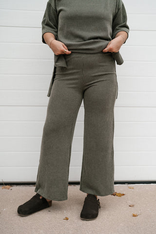 Everyday Olive Ribbed Set - Pant