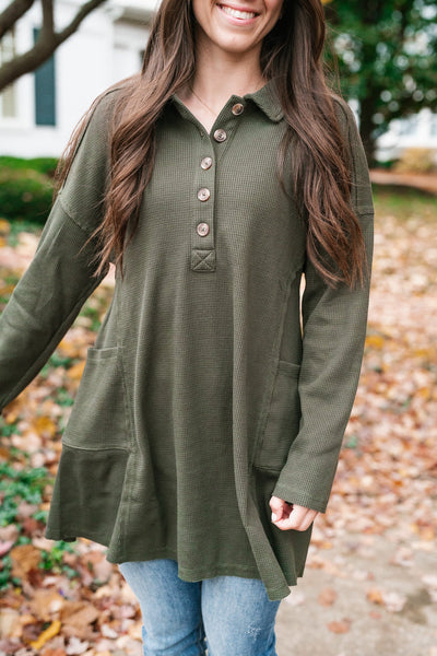 Kaley Button Front Tunic Top