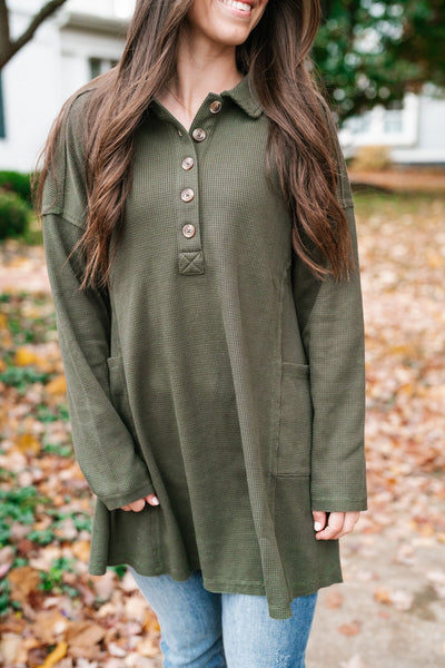 Kaley Button Front Tunic Top