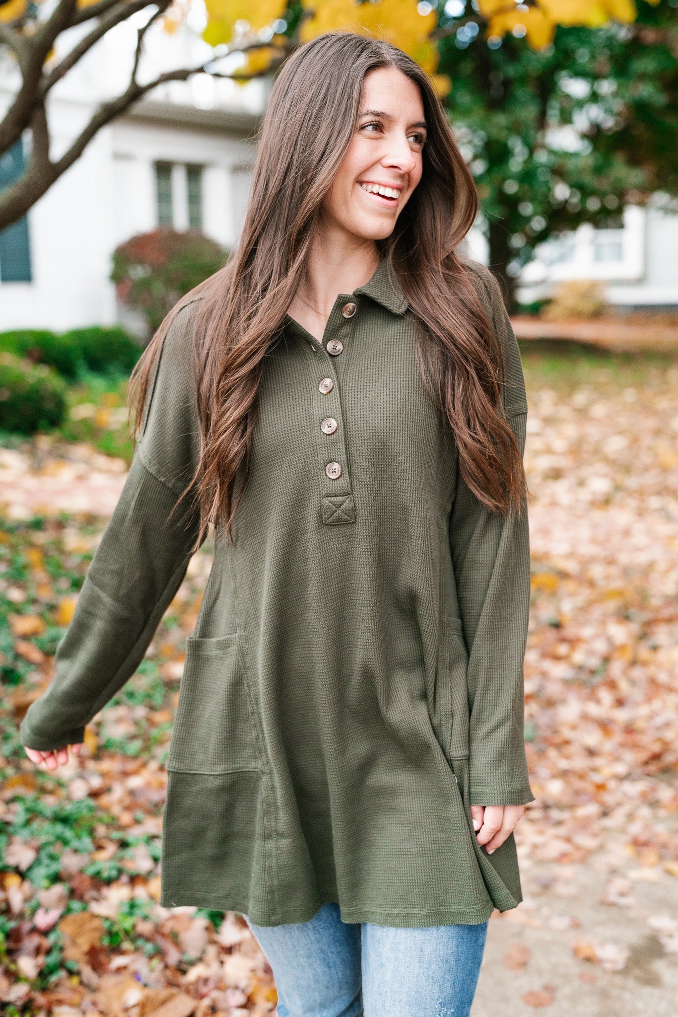 Kaley Button Front Tunic Top