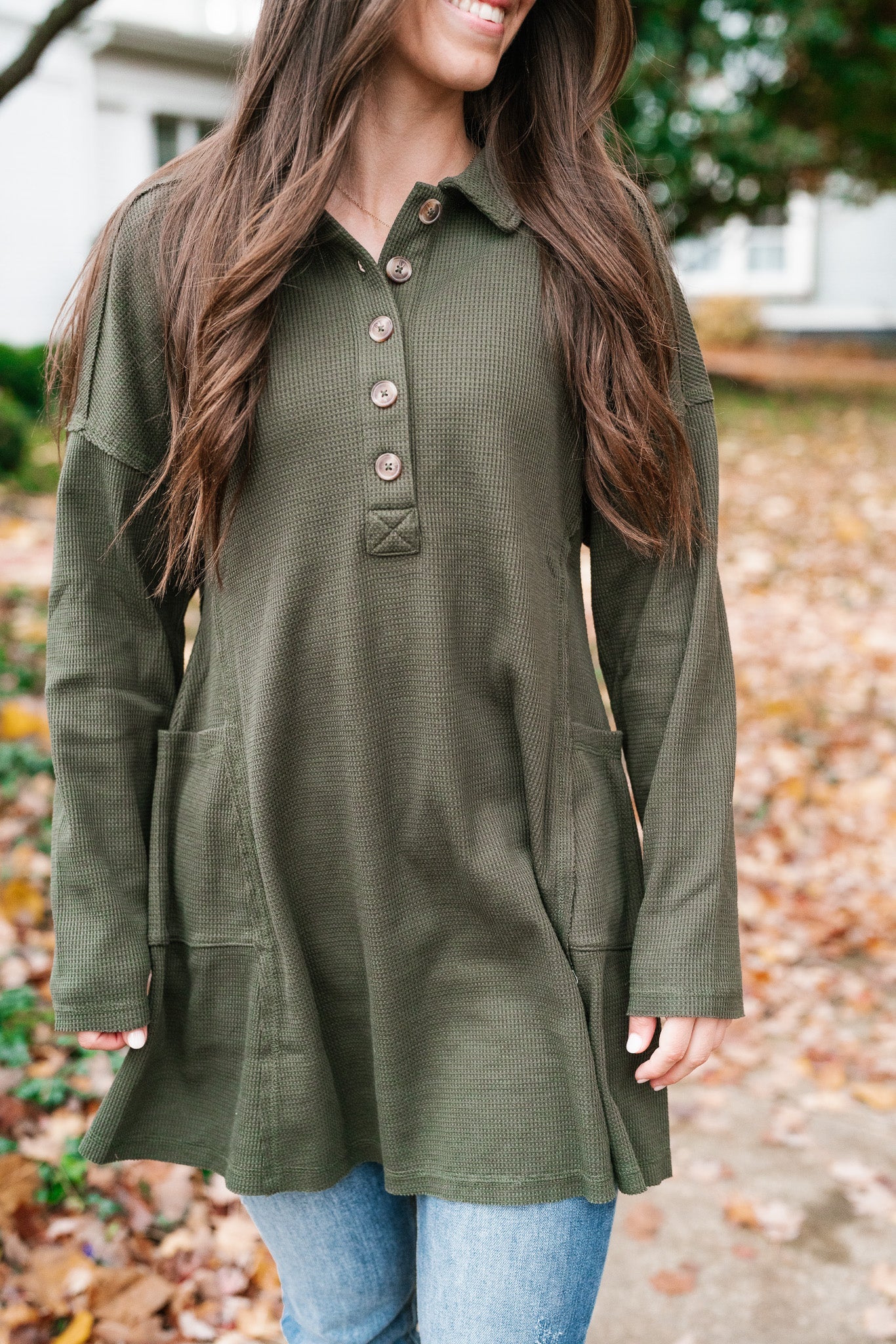 Kaley Button Front Tunic Top