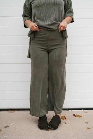 Everyday Olive Ribbed Set - Pant