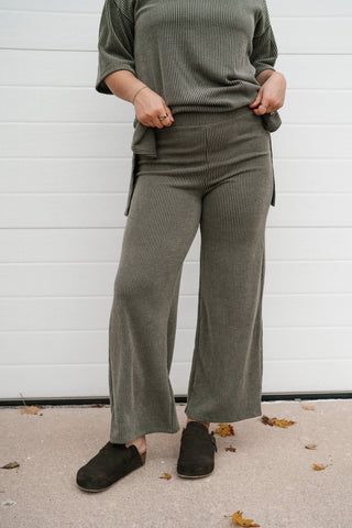 Everyday Olive Ribbed Set - Pant