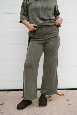 Everyday Olive Ribbed Set - Pant