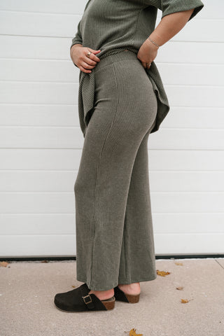 Everyday Olive Ribbed Set - Pant