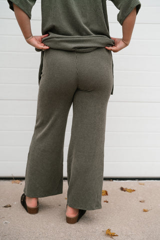 Everyday Olive Ribbed Set - Pant