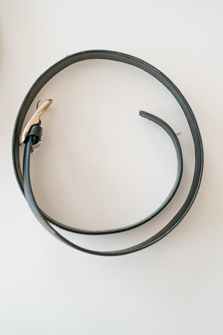 Solid Rectangle Buckle Leather Belt - Black