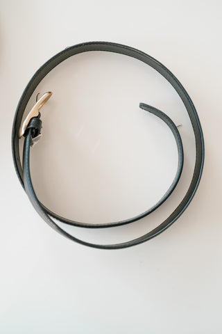 Solid Rectangle Buckle Leather Belt - Black