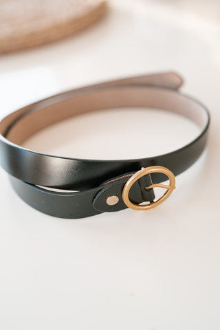 Round Ring Buckle Leather Belt