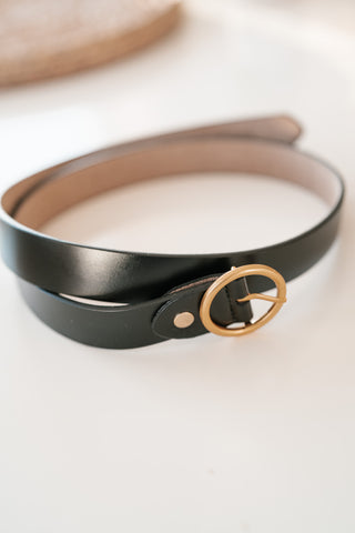 Round Ring Buckle Leather Belt