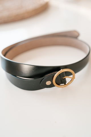 Round Ring Buckle Leather Belt