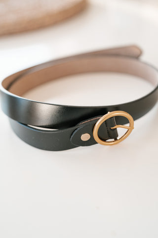 Round Ring Buckle Leather Belt