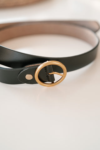 Round Ring Buckle Leather Belt