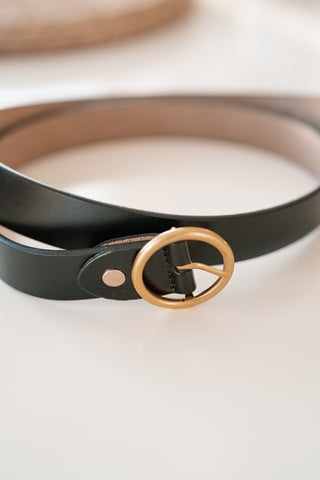 Round Ring Buckle Leather Belt