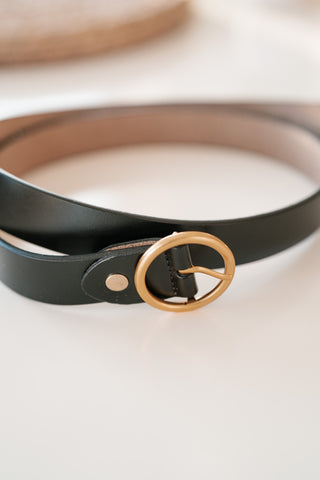 Round Ring Buckle Leather Belt