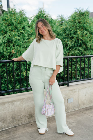 The Drift Short Sleeve Top - Light Sage