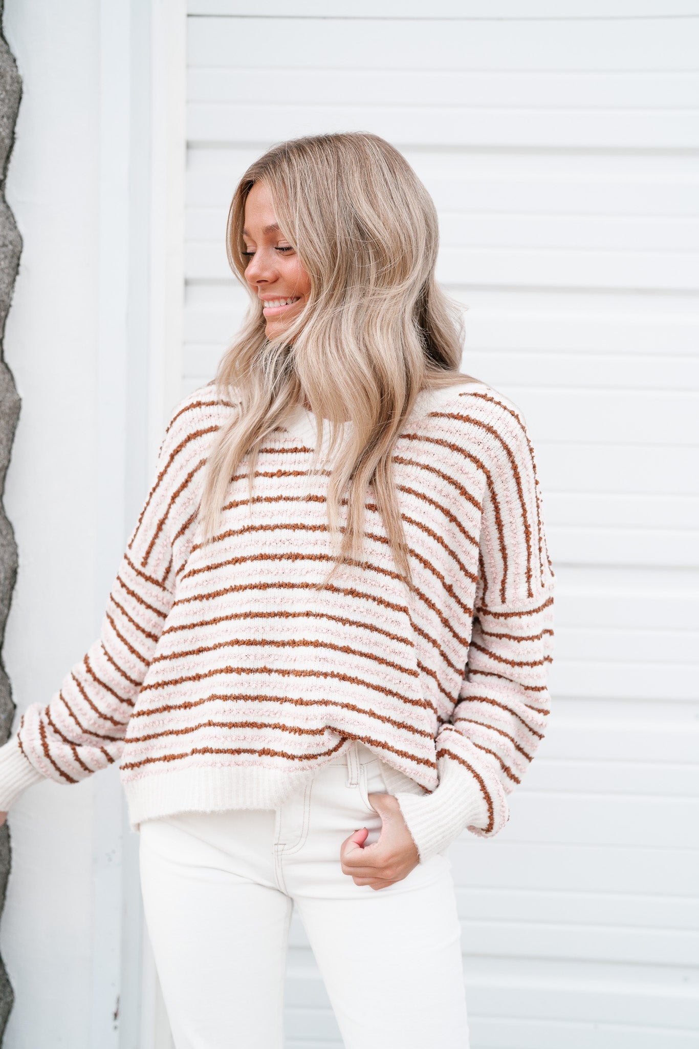 Live Up To the Stripe V-Neck Sweater