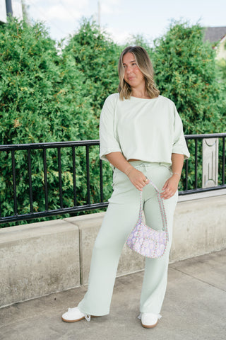 The Drift Short Sleeve Top - Light Sage