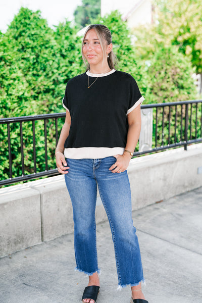 Soft Contrast Ribbed Top