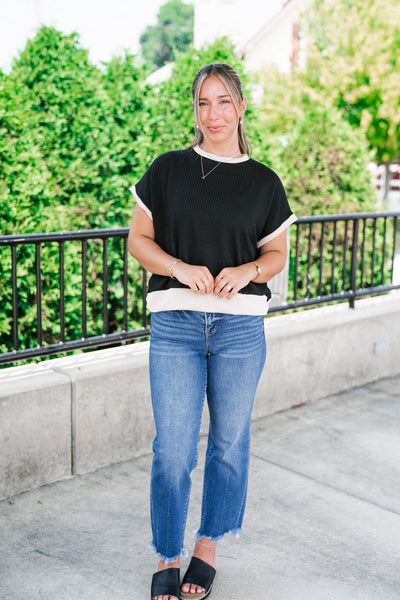 Soft Contrast Ribbed Top