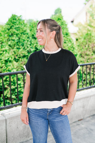 Soft Contrast Ribbed Top