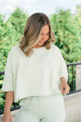 The Drift Short Sleeve Top - Light Sage