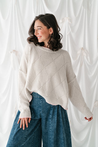 Dainty Heirloom Knit Long Sleeve Sweater