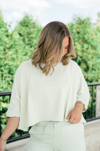 The Drift Short Sleeve Top - Light Sage