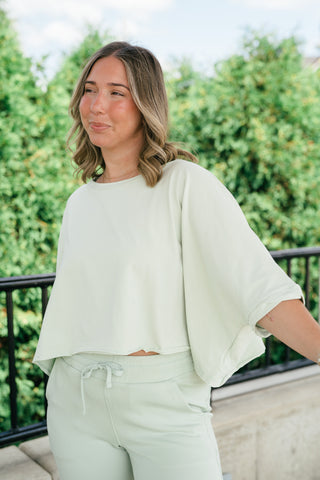 The Drift Short Sleeve Top - Light Sage