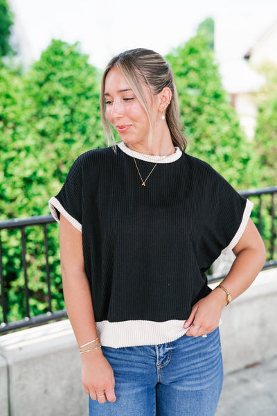 Soft Contrast Ribbed Top
