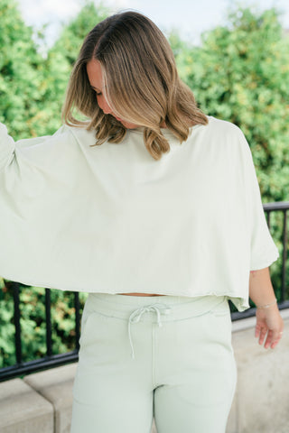 The Drift Short Sleeve Top - Light Sage