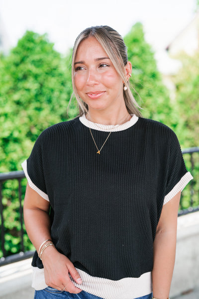 Soft Contrast Ribbed Top