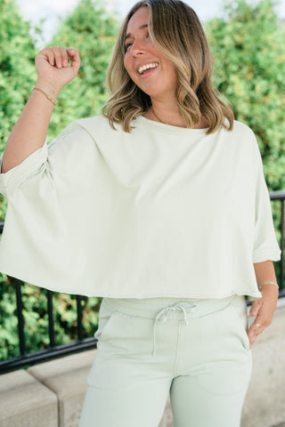 The Drift Short Sleeve Top - Light Sage